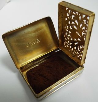 ENGLISH ANTIQUE GEORGIAN 1821 SOLID STERLING SILVER VINAIGRETTE BOX 3