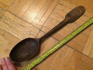 18th Century Double Sided Spoon/ Stirrer Walnut Wood Deeply Carved Spoon Neat