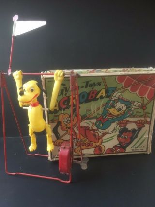 Walt Disney Line Mar Donald Duck Acrobat Gym Toy Wind Up Toy Tin & Celluloid 2