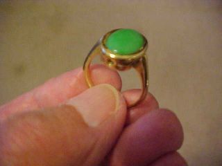 Antique Ladies Chinese Jade Jadeite Ring In 14k Yellow Gold Size 7