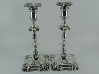 Large Victorian Solid Sterling Silver Candlesticks Sheffield 1895 1510g