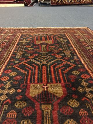 On Persian Semi Antique Hand Knotted Rug Geometric Carpet 3 ' 6 