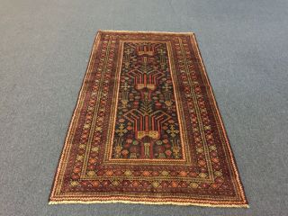 On Persian Semi Antique Hand Knotted Rug Geometric Carpet 3 ' 6 