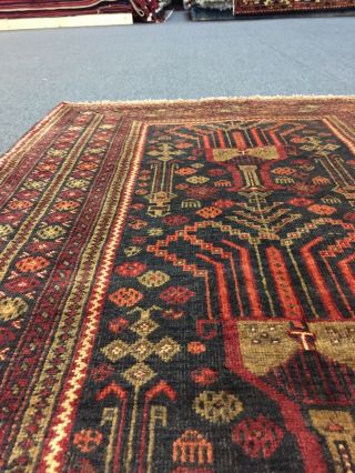 On Persian Semi Antique Hand Knotted Rug Geometric Carpet 3 ' 6 