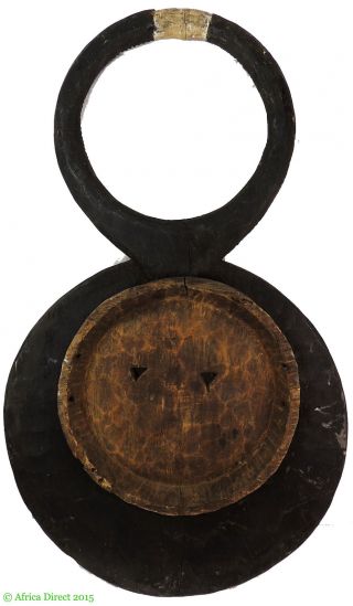 Baule Goli Mask Kplekple Round with Horns Black Africa 43 Inch WAS $690.  00 3