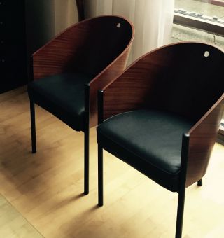 (2) Driade Philippe Starck Coste Chairs Mahogony