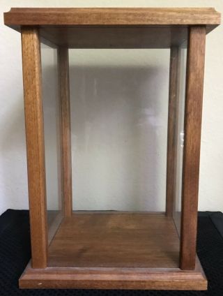 Vintage 1984 Handcrafted Solid Oak & Glass Doll Display Case By Dan Pierson