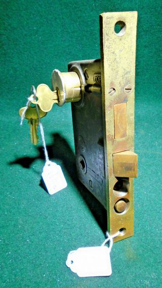 Penn 9300 Push Button Brass Entry Mortise Lock W/keys 7 3/4 " Faceplate (10703)
