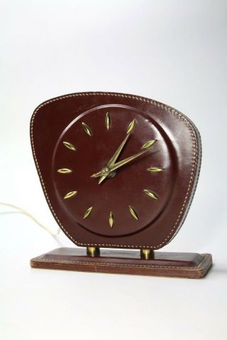 Unique JACQUES ADNET Designer Office Set - leather desk clock &more - Art Deco 2