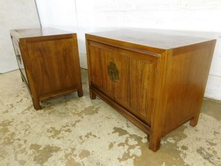Pair Mid Century Modern Rosewood End Tables Nightstands Lp Record Cabinets Bench
