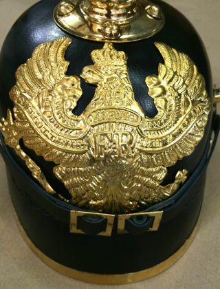 GERMAN PICKELHAUBE PRUSSIAN LEATHER HELMET IMPERIAL OFFICER’S Leather Helmet 5