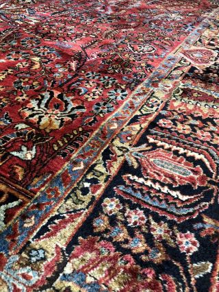 Auth: 30 ' s Antique Sarouk Exceptional Botanical Persian Beauty Red 9x12 NR 4