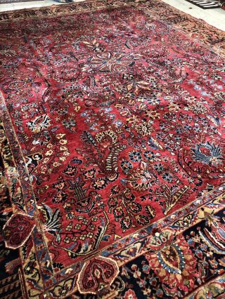 Auth: 30 ' s Antique Sarouk Exceptional Botanical Persian Beauty Red 9x12 NR 6