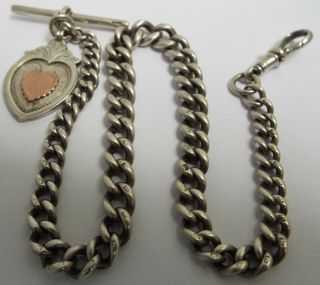 ANTIQUE 1911 STERLING SILVER FULL HUNTER POCKET WATCH & CHAIN 11