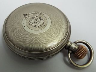 ANTIQUE 1911 STERLING SILVER FULL HUNTER POCKET WATCH & CHAIN 7