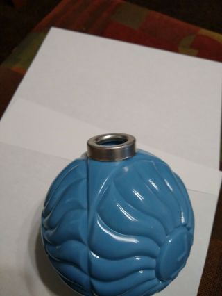 Blue Lightning Rod Globe or Ball marked R H F,  fancy pattern, 10