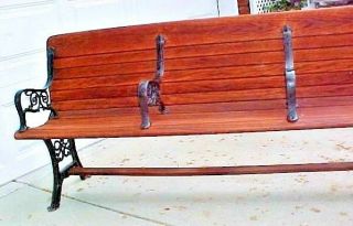 Antique Bench CAST IRON LEGS,  ARMS,  PARTITIONS T&G Wood 73 5/8 