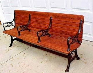 Antique Bench Cast Iron Legs,  Arms,  Partitions T&g Wood 73 5/8 " Long
