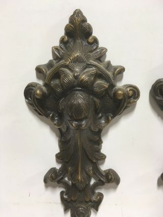 VTG.  Victorian Art Nouveau Design Wall Mounted Sconce Solid Brass Candleholders 2