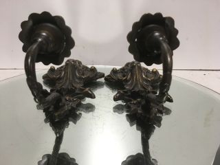 VTG.  Victorian Art Nouveau Design Wall Mounted Sconce Solid Brass Candleholders 7