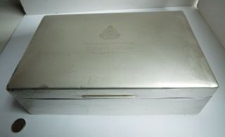 FINE HUGE HEAVY 1060g ENGLISH ANTIQUE 1930 STERLING SILVER CIGARETTE HUMIDOR BOX 2