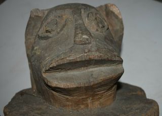 ORIG $449 DAYAK RITUAL CAT HEAD TOP TO URN,  heavy hdwd 14IN PROV 2