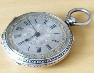 Antique Silver Pocket Watch,  Silver & Gold Dial,  London 1882 Fritz Allamand