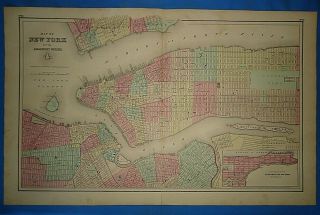 Vintage 1857 York City Map Old Antique Atlas Map