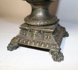 LARGE antique ornate patinated bronzed figural mantle ewer picture frame vase 10
