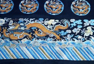 19th ANTIQUE CHINESE EMBROIDERY SILK PANEL QING DYNASTY DRAGON 3