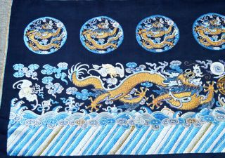 19th ANTIQUE CHINESE EMBROIDERY SILK PANEL QING DYNASTY DRAGON 5