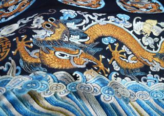 19th ANTIQUE CHINESE EMBROIDERY SILK PANEL QING DYNASTY DRAGON 7