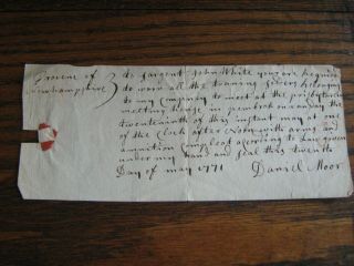 1771 Revolutionary War Muster Document Manuscript Hampshire Nh Pembroke