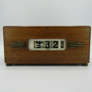 Vintage Lawson Electric Clock Model P - 40 217 Art Deco Walnut Case Powers On
