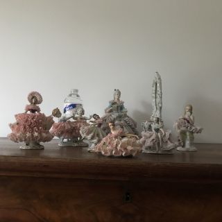 Vintage German Dresden porcelain lace figurine porcelain Volkstedt Thuringen 11