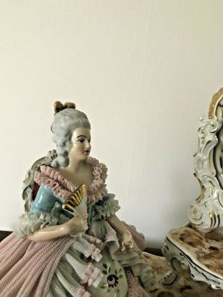 Vintage German Dresden porcelain lace figurine porcelain Volkstedt Thuringen 2