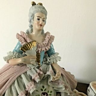 Vintage German Dresden porcelain lace figurine porcelain Volkstedt Thuringen 3