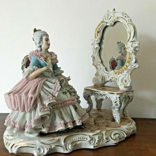 Vintage German Dresden porcelain lace figurine porcelain Volkstedt Thuringen 8