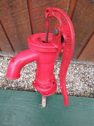 OLD Cast Iron Hand WATER PUMP in Signed 1938 BEATTY 8