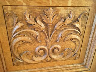 Antique Fancy Oak Server Buffet – highly carved 11