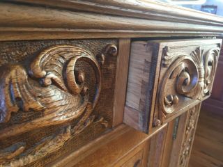 Antique Fancy Oak Server Buffet – highly carved 4