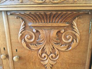 Antique Fancy Oak Server Buffet – highly carved 8