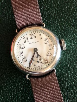 Waltham J.  Depollier Sterling Silver Trench Military Watch Ww1 1918