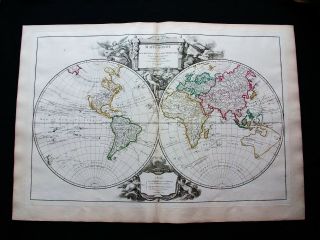 1757 Vaugondy - " Big Folio World Map " Planisphere,  Terrestrial Globe,  Mappe - Monde