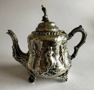 Rare Elkington Solid Silver 19th Century Victorian Tea Pot Terniers London 1883 8