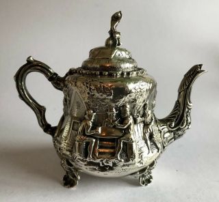 Rare Elkington Solid Silver 19th Century Victorian Tea Pot Terniers London 1883 9