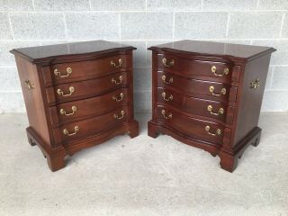 Link Taylor Heirloom Solid Mahogany Chippendale Style Night Stands - A Pair