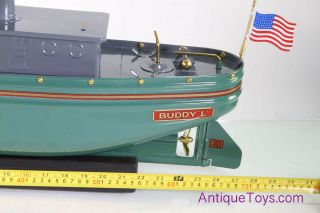 Buddy L Green Tugboat BL - 14 T - Productions Pressed Steel Boat Pneumatic Toy Ship 11