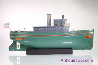 Buddy L Green Tugboat Bl - 14 T - Productions Pressed Steel Boat Pneumatic Toy Ship