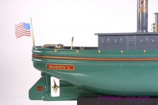 Buddy L Green Tugboat BL - 14 T - Productions Pressed Steel Boat Pneumatic Toy Ship 5
